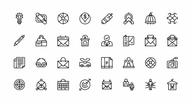 Collection of various business icons.