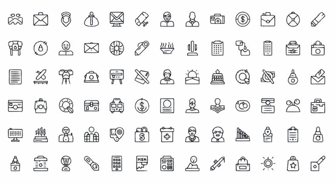 Various business and technology icons.