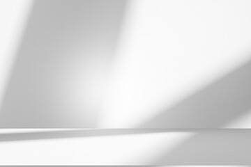 Wall interior background, studio and backdrops show products.with shadow from window color white and grey. background for text insertion and presentation product  © Media 