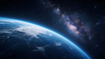 Fototapeta premium Earth from space with galaxy