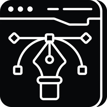 Vector graphics pen tool bezier curve object on computer screen interface representing digital art design and illustration creation