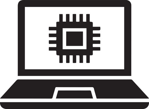 Laptop Chip icon. logo Vector Black silhouettes
