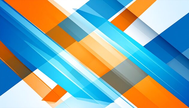 Geometric design with overlapping transparent orange and blue shapes