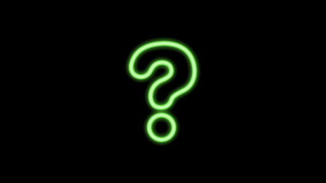 Neon green question marks on black background glowing symbols mystical signs