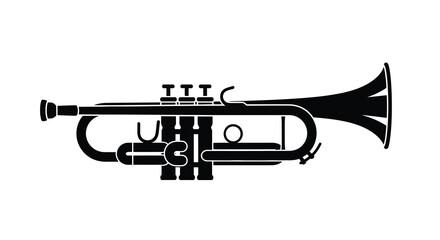 trumpet silhouette in black and white isolated on white background high quality professional detailed modern elegant stylish clean crisp vibrant © Niloy MotionArts 3D7