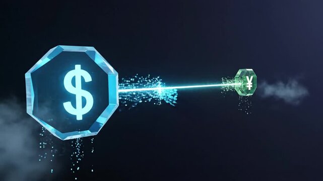 Macroeconomic Digital Fiat Swap Dollar To Yuan Holographic Settlement Beam Abstract