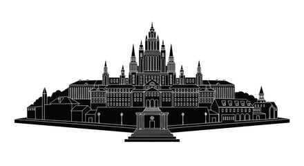 Obraz premium Castle Silhouette Icon ? Majestic Palace Landmark Graphic Design