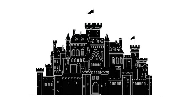Castle silhouette icon ? medieval fortress building design element
