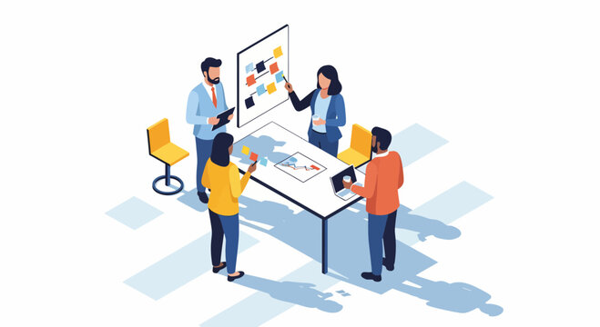Business team work together planning agile project workflow management strategy in office meeting session