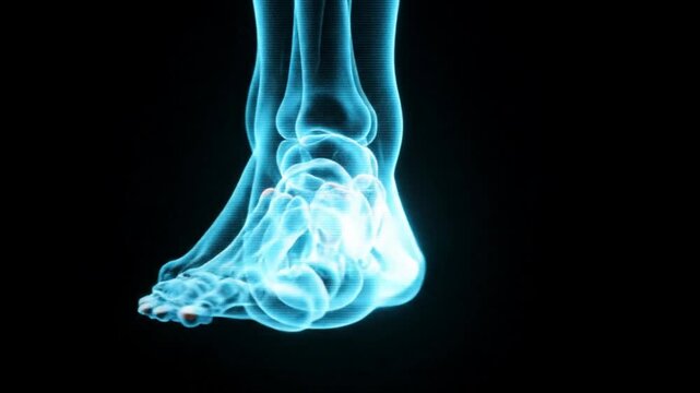 Human Foot Anatomy with Highlighted Ankle Pain Point 3D Illustration