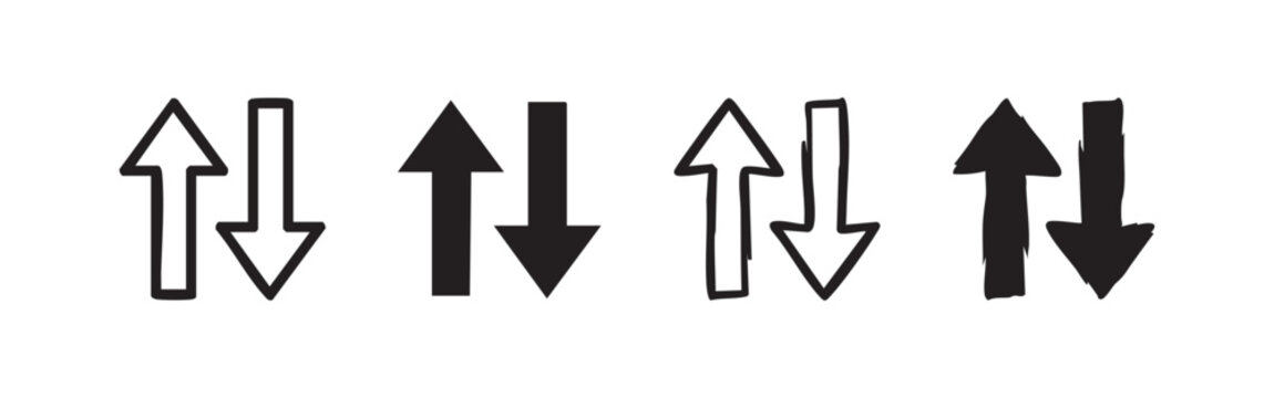 Up and down arrow icons, representing direction, change, and movement.