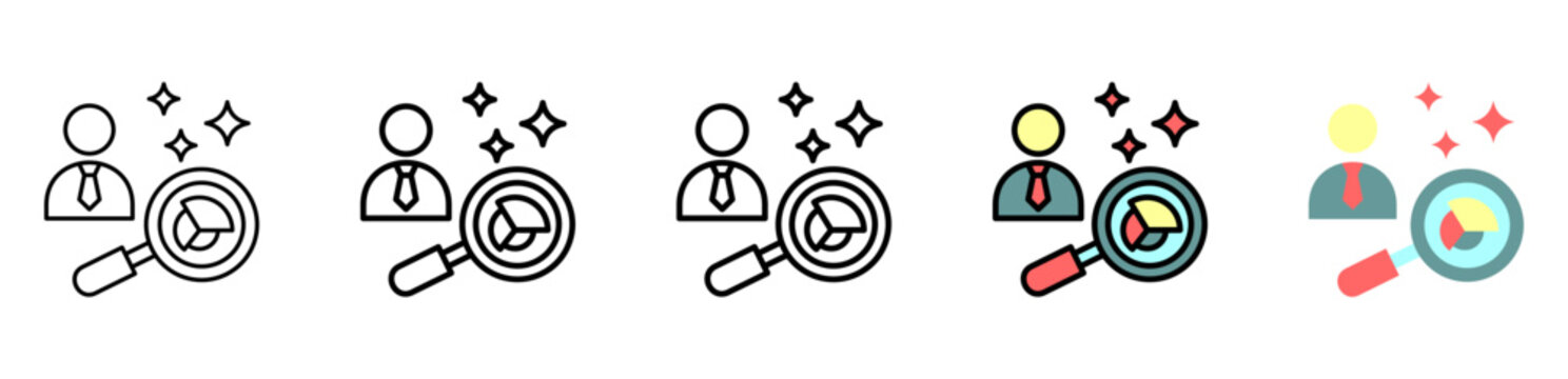 Employee Icon With Differences and Colors Style Illustration