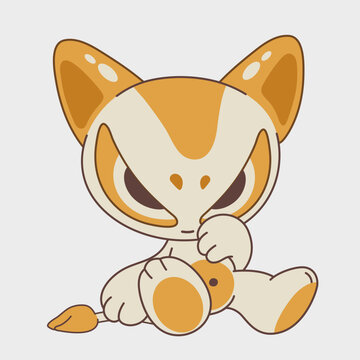 A cute cartoon yellow cat. A funny character. Cartoon character design.