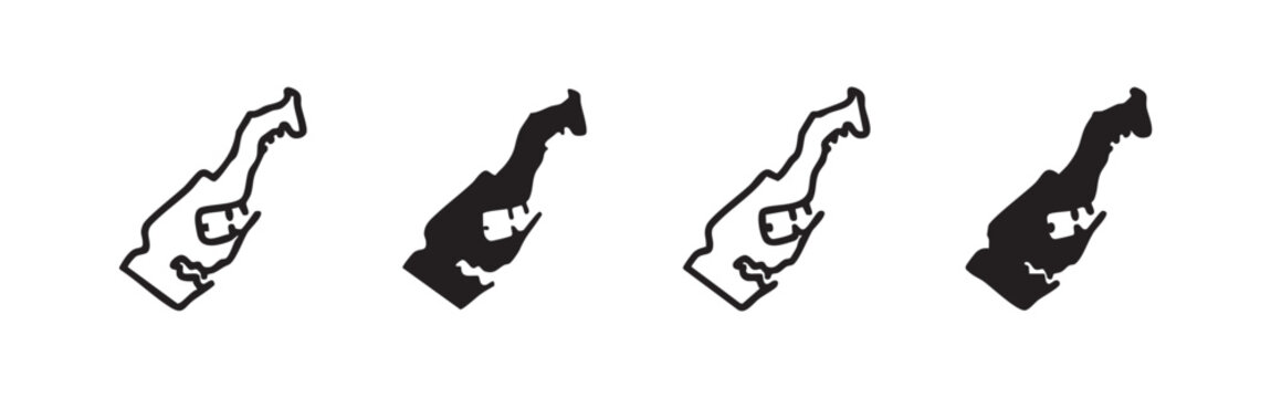 Map of Monaco Icon Set - Vector Country Outline and Silhouette in Multiple Styles