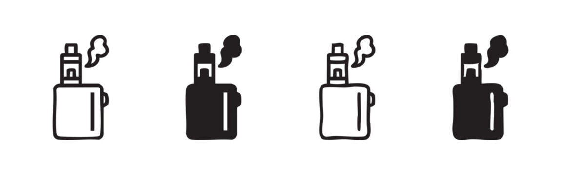 Electronic Cigarette Vape Icon Set - Vector Vaping Device Symbols in Various Styles