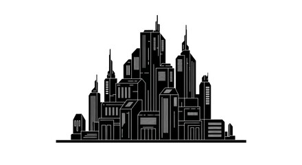 Fototapeta premium City Skyline Silhouette ? Modern Urban Architecture Vector Illustration