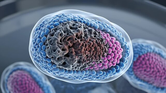 Close-Up View of Colorful Cell Structure Highlighting Cellular Composition and Microscopic Details