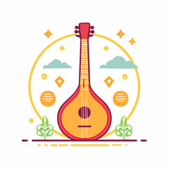 Fototapeta premium Illustration of a Lute or Mandolin with a Circular Design