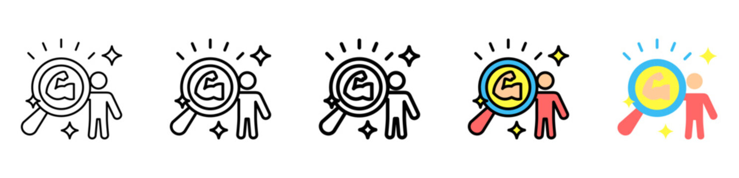 Strength Icon With Differences and Colors Style Illustration