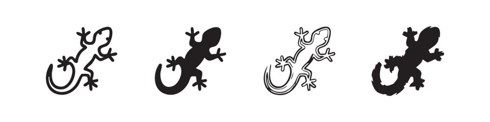 Obraz premium Gecko and Lizard Icon Set - Reptile and Amphibian Nature Symbols