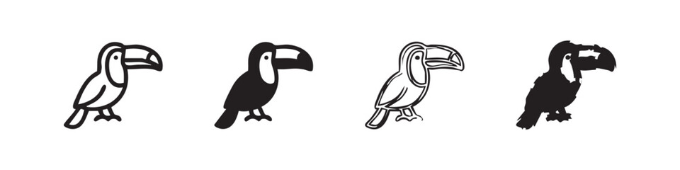 Naklejka premium Toucan Icon Set - Tropical Bird and Exotic Wildlife Symbols