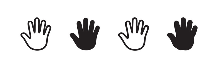 Obraz premium Hand Icon Set - Open Palm and Human Gesture Symbols