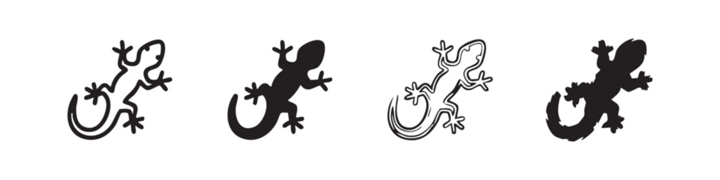 Gecko and Lizard Icon Set - Reptile and Amphibian Nature Symbols