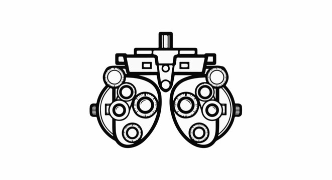 Black and white illustration of an ophthalmic phoropter tool