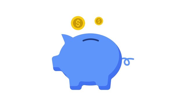 Piggy bank savings with gold coins