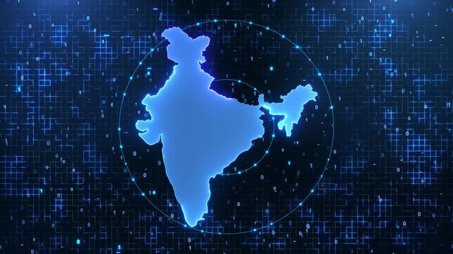 Abstract digital map of India globle network tech globally connected world Cloud computing network connecting,Blue india Map Information Network Background. Indian Rupee Business Finance and Economy.