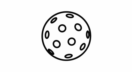 Obraz premium Black and white outline of a pickleball with numerous holes