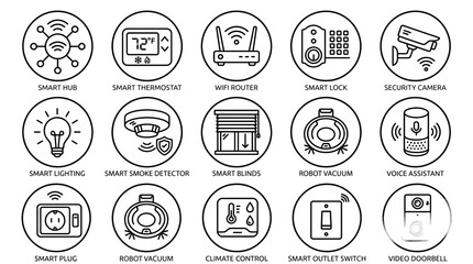 Fototapeta premium Collection of Smart Home Devices Icons for Technology and Automation Concepts