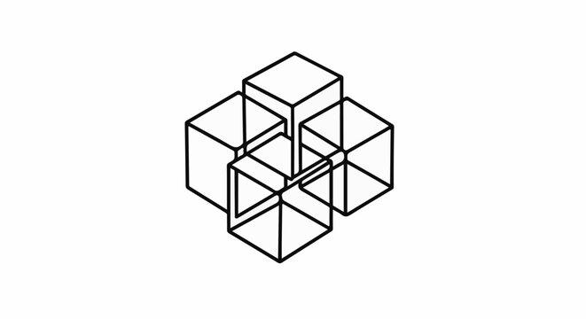 Abstract optical illusion of interconnected, seemingly impossible cubes