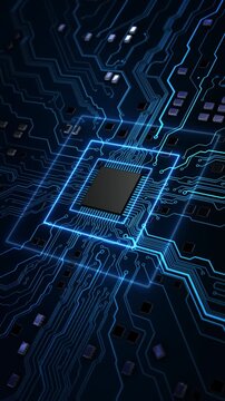 Digital Artificial Intelligence Processor Brain AI chatbot concept 4K 3D AI Learning Business, modern technology, internet and networking concept. For big data processing, ai trading, machine learning