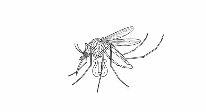 Artistic mosquito with lyre-shaped body detail