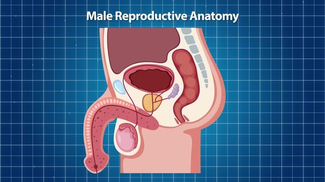 Detailed Cross Section Diagram of the Human Male Reproductive Anatomy