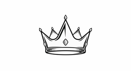 Naklejka premium Black and white sketch of a royal crown with jewel