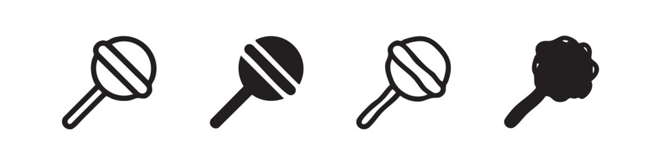 Obraz premium Four different lollipop icons in various styles on white background