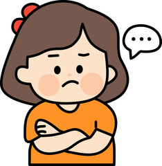 Obraz premium Unhappy Woman with Crossed Arms Complaint Character