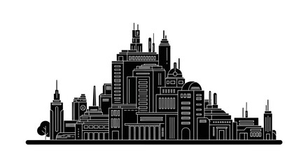 Fototapeta premium Cityscape Silhouette Vector Illustration ? Modern Urban Architecture Design Concept