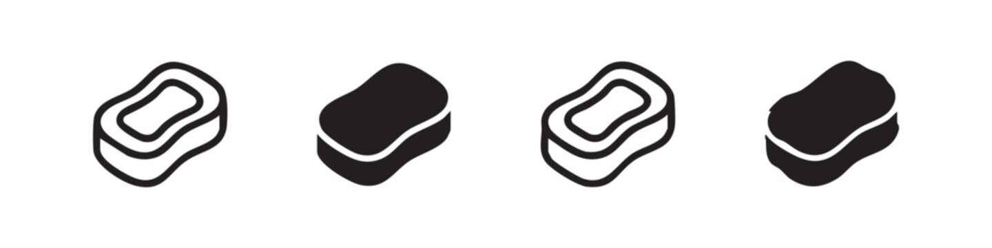 Four sponge icons in various styles on white background
