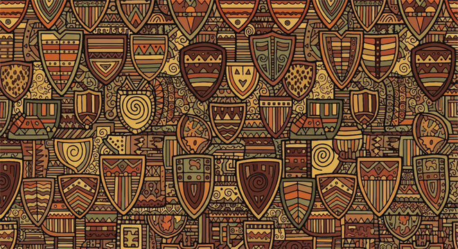 Decorative shield pattern repeat design ornamental background