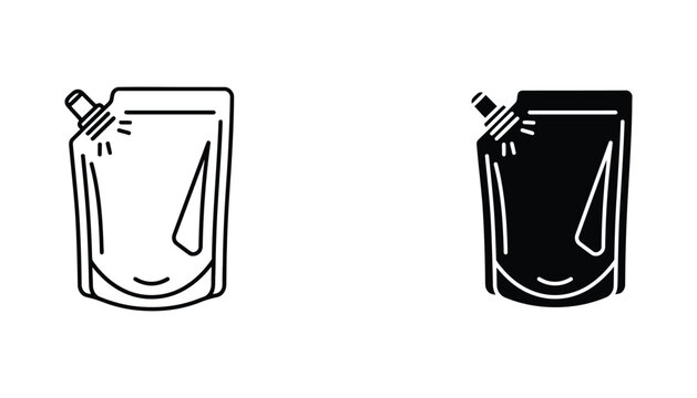 Pouch packaging icon set in flat vector style isolated on white background for food and beverage industry design
