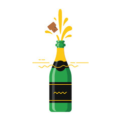 Green champagne bottle popping cork © LineformStudio