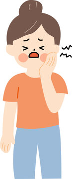 Woman with Toothache and Cheek Pain Character Illustration
