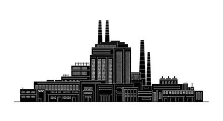 Obraz premium Factory Silhouette Icon ? Industrial Manufacturing Plant Vector Graphic