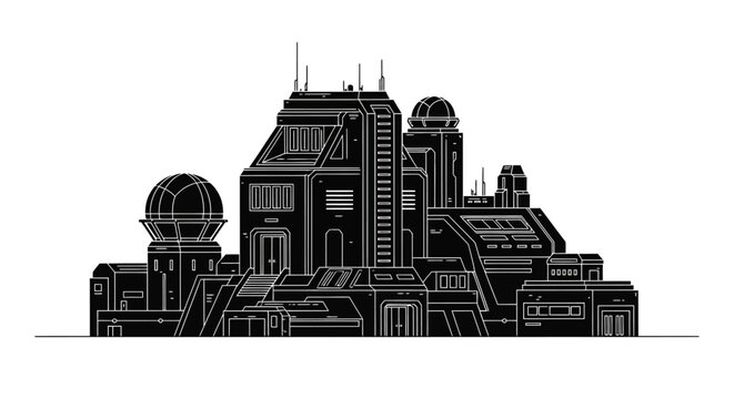 Futuristic Base Silhouette ? Sci-Fi Military Research Facility Concept