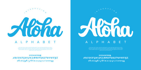 Aloha Summer Tropical Script Font for Beach Party Flyer and Travel Agency Holiday Promotion © happy