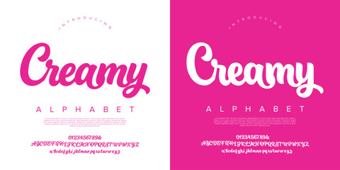 Creamy Sweet Script Alphabet for Food Packaging and Bakery Shop Logo Branding Identity Design © happy
