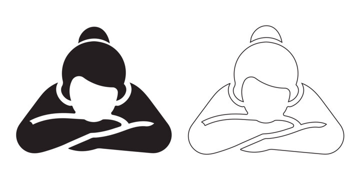 Tired Person Solid and Outline Illustration Set